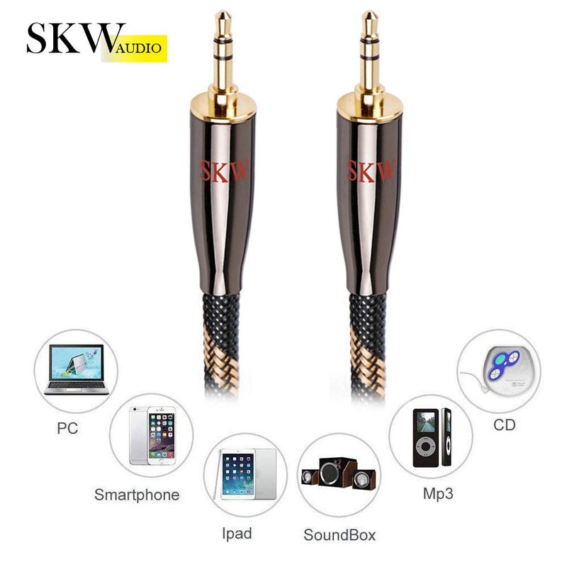 SKW Audiophiles High Gauge AUX Cable 3.5mm Male to Male Jack Cable with Diameter 6.8mm Stereo Audio Cable 6.5ft(2m) - Image 5